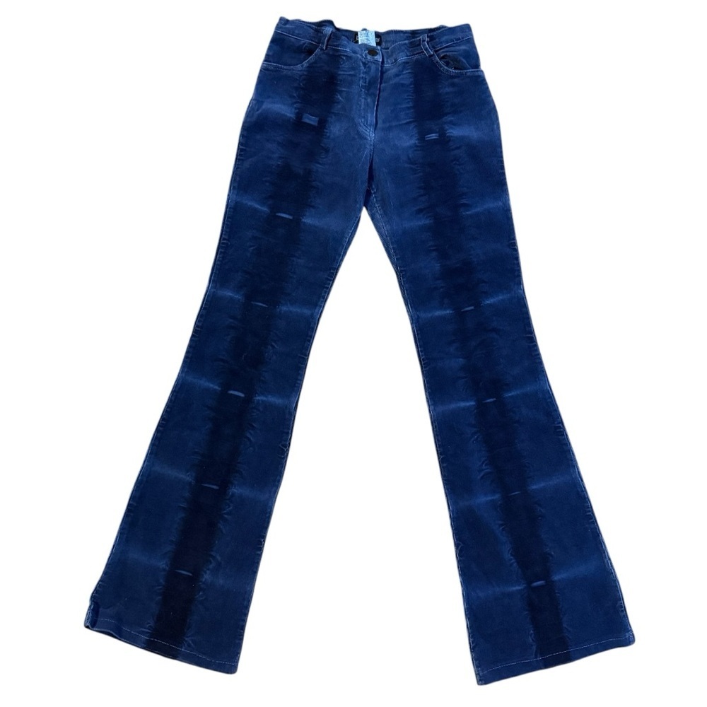 Bebe Vintage Blue Tye Dye Low Rise Flare Corduroy Pants Size Small NWT
